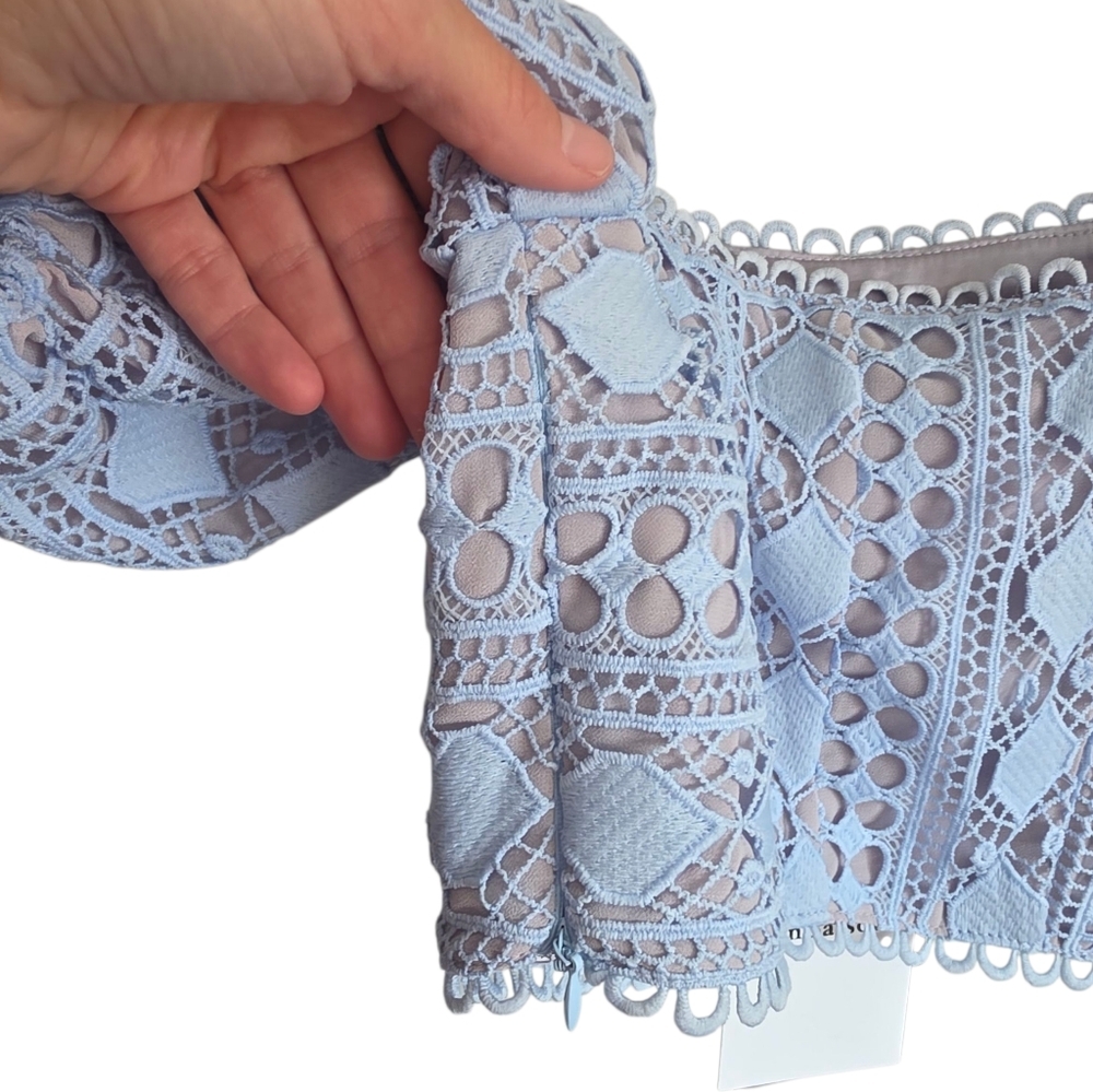 En Saison Blue Crochet Lace Crop Top XS - Picture 7 of 11